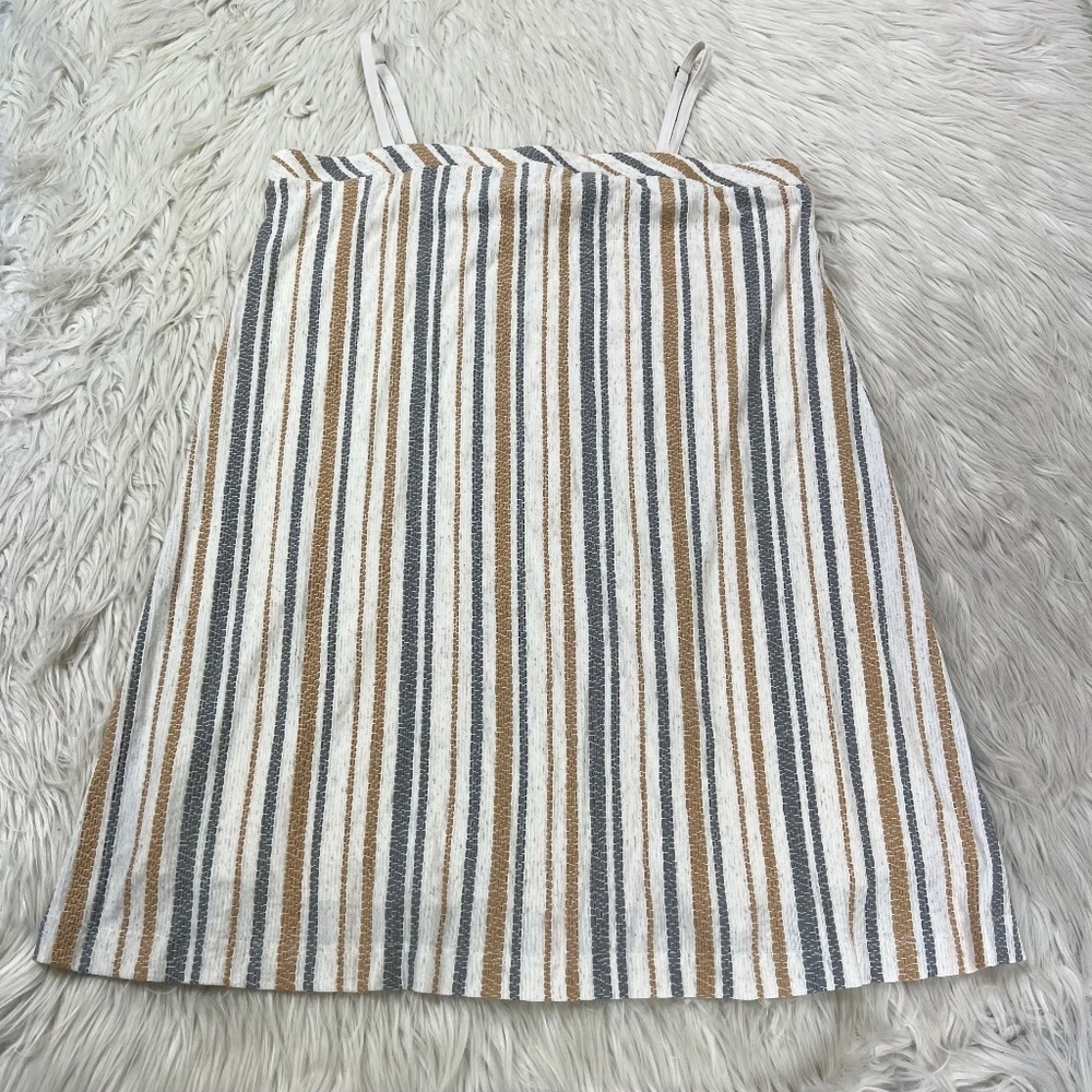 NWT Anthropologie Neutral‎ Stripe Woven Stretch Knit Shift Dress